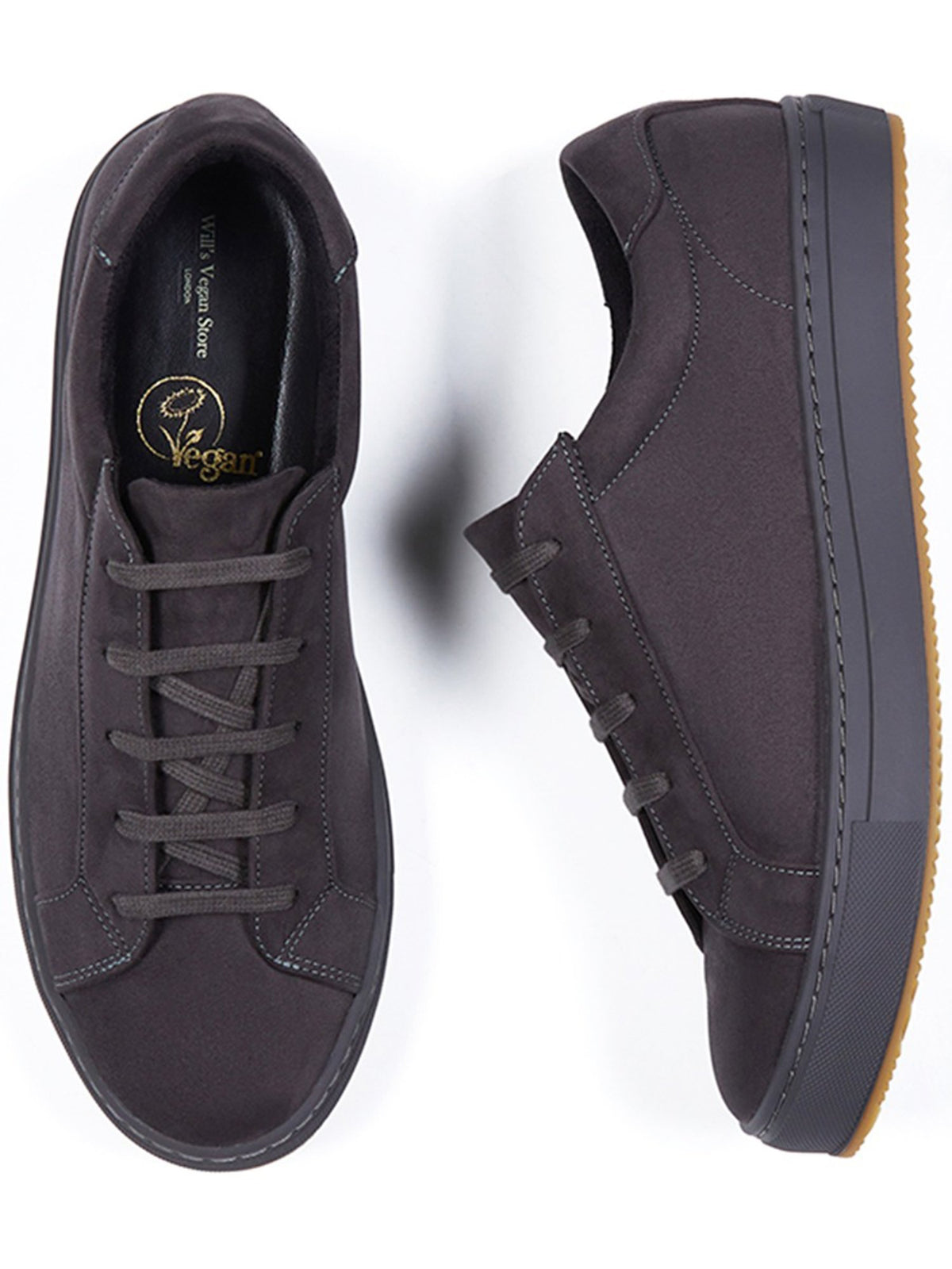 Vegan Suede Sneakers in Grey Vegan Suede