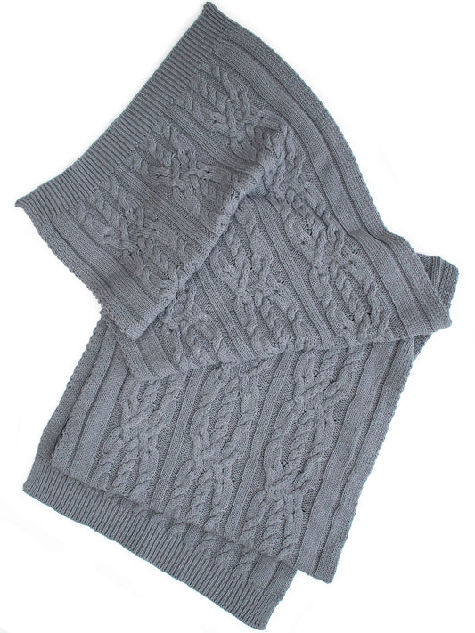 Recycled Braided Knit Scarf in Beige Knit