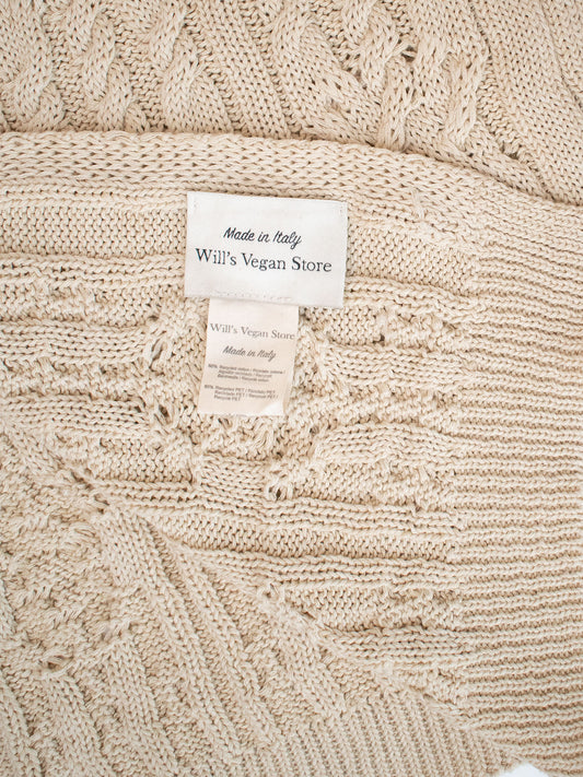Recycled Braided Knit Scarf in Beige Knit