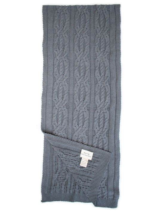 Recycled Braided Knit Scarf in Beige Knit