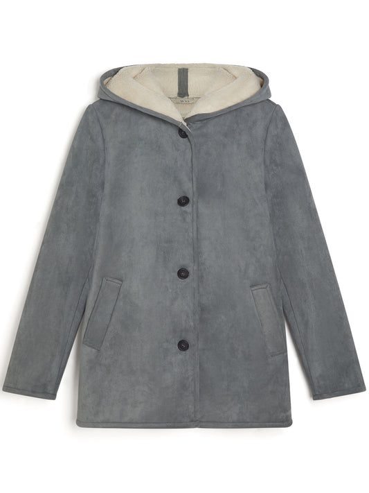 Recycled Vegan Shearling Coat in Tan Recycled Vegan Shearling